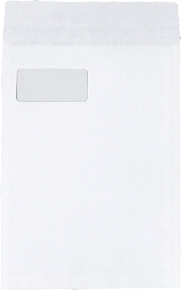 角形ガゼット貼り封筒-クラフト（白）-窓あり